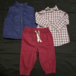 Carter Just One You Baby Vest Top Bottom Set Blue Burgundy NWT Size 6‎ Months
